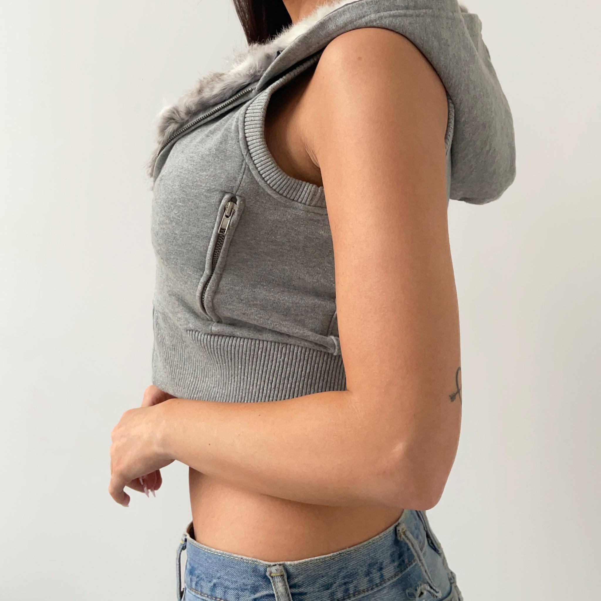 Real Fur Inner Crop Hoodie (S)