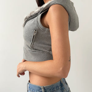 Real Fur Inner Crop Hoodie (S)