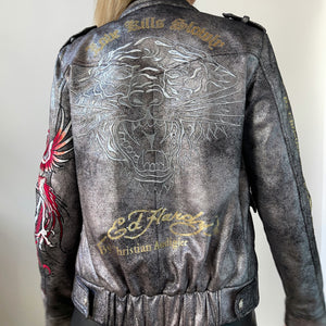 Ed hardy leather jacket
