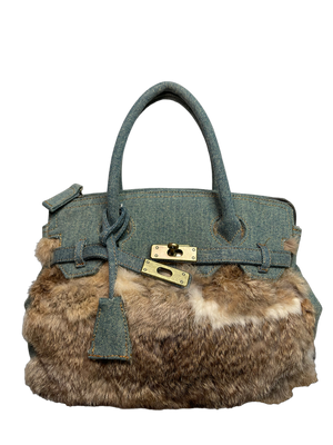 Denim fur Bag